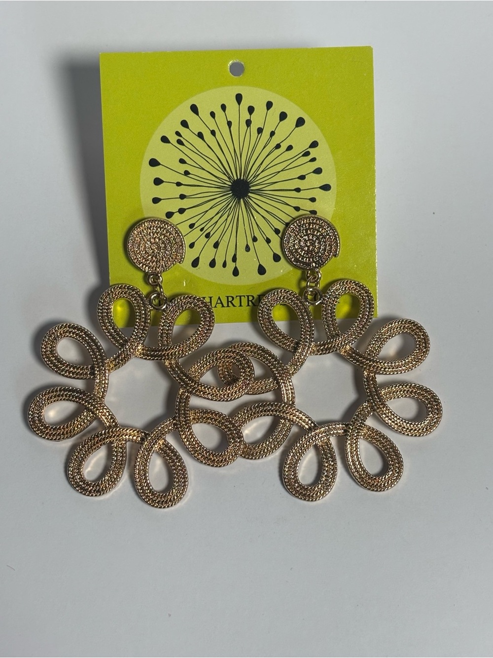 Gold Floral Loop Statement Earrings